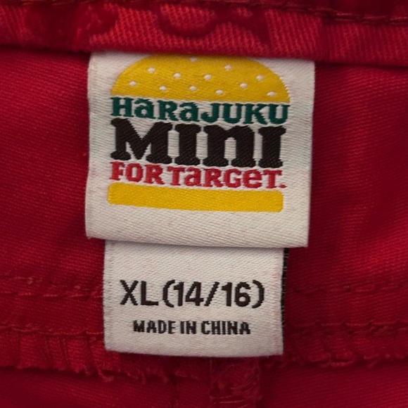 Mini Harajuku for Target Girls Red Pant Velvet Floral Jeans Size XL 14/16 - Picture 7 of 8